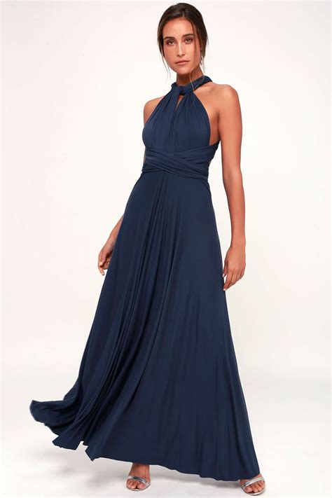 navy blue maxi dress bridesmaid.